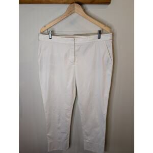 Tory Burch Women's White Cropped Pants Stretch Cotton Tailored Size 14